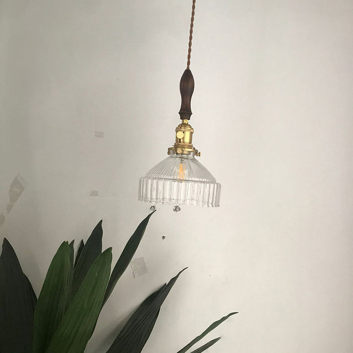 LoftGlow – Rustieke Hanglamp met Gestreept Glas