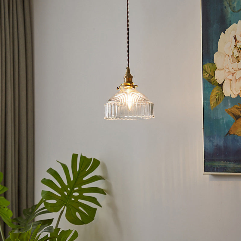 LoftGlow – Rustieke Hanglamp met Gestreept Glas