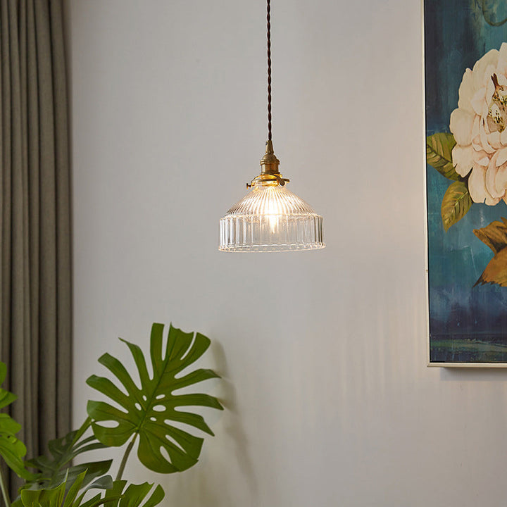 LoftGlow – Rustieke Hanglamp met Gestreept Glas