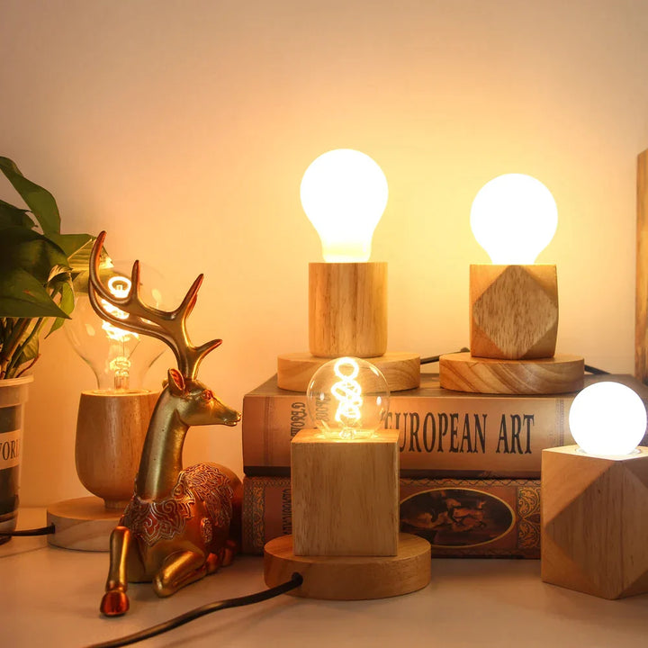 WoodWhimsy - Retro Houten Decoratie Lamp