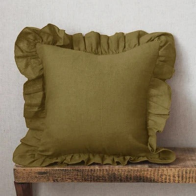 100% Pure Linnen Kussenhoes met Ruches – Zacht en Comfortabel