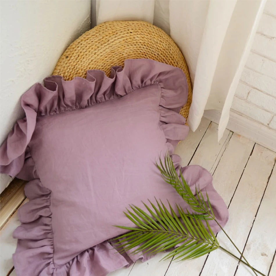 100% Pure Linnen Kussenhoes met Ruches – Zacht en Comfortabel