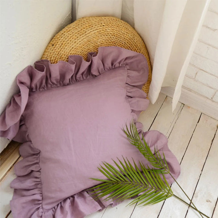 100% Pure Linnen Kussenhoes met Ruches – Zacht en Comfortabel