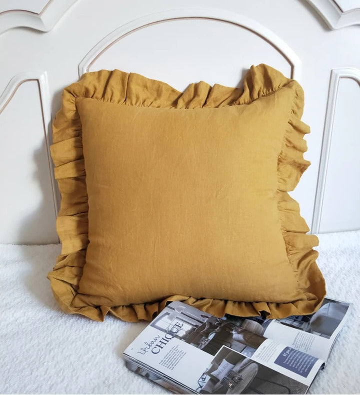 100% Pure Linnen Kussenhoes met Ruches – Zacht en Comfortabel