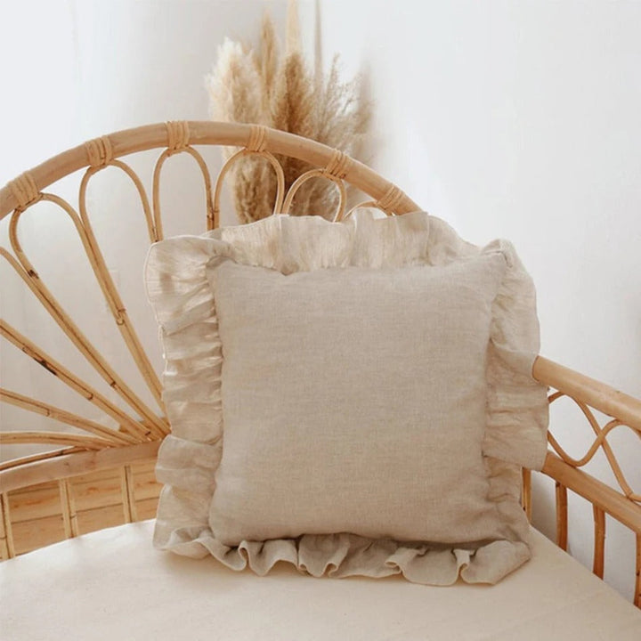 100% Pure Linnen Kussenhoes met Ruches – Zacht en Comfortabel