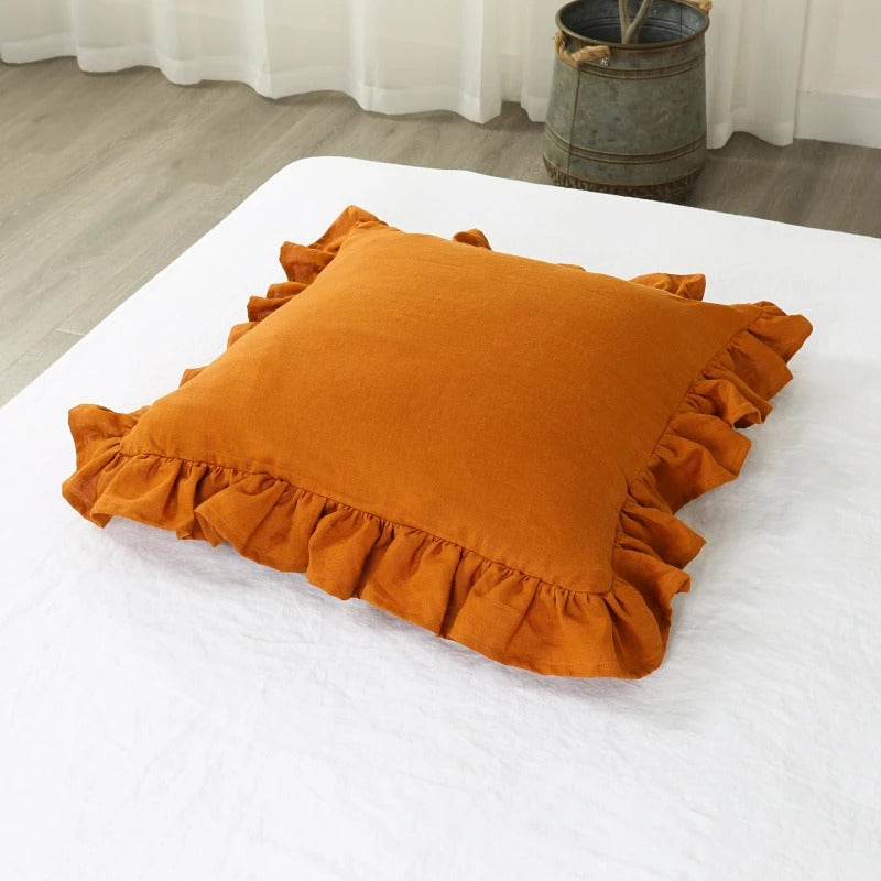 100% Pure Linnen Kussenhoes met Ruches – Zacht en Comfortabel