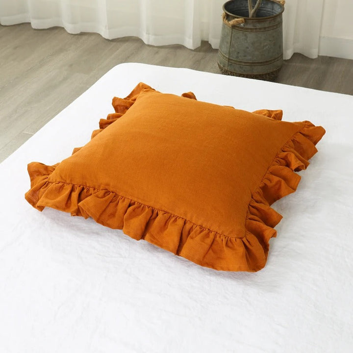 100% Pure Linnen Kussenhoes met Ruches – Zacht en Comfortabel