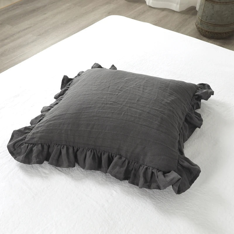 100% Pure Linnen Kussenhoes met Ruches – Zacht en Comfortabel