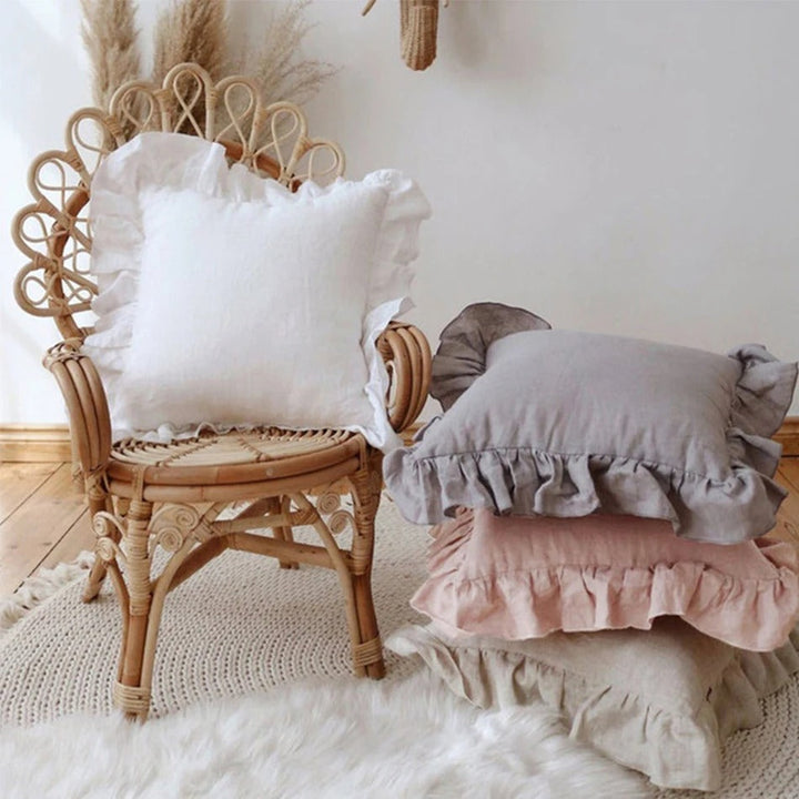100% Pure Linnen Kussenhoes met Ruches – Zacht en Comfortabel