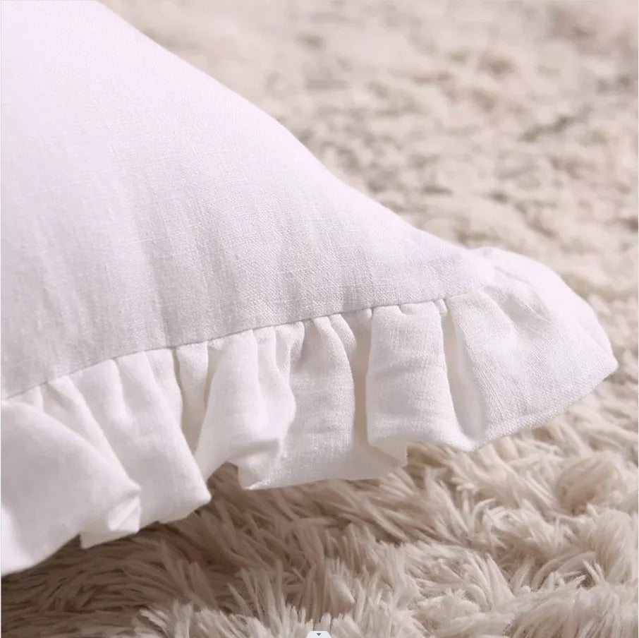 100% Pure Linnen Kussenhoes met Ruches – Zacht en Comfortabel