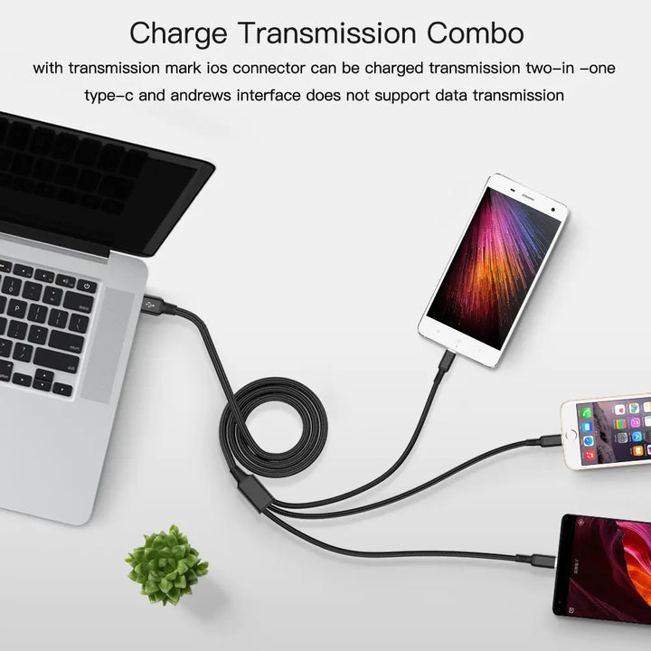 3-in-1 USB Kabel voor iPhone en Android