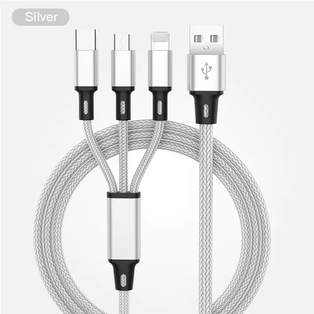 3-in-1 USB Kabel voor iPhone en Android